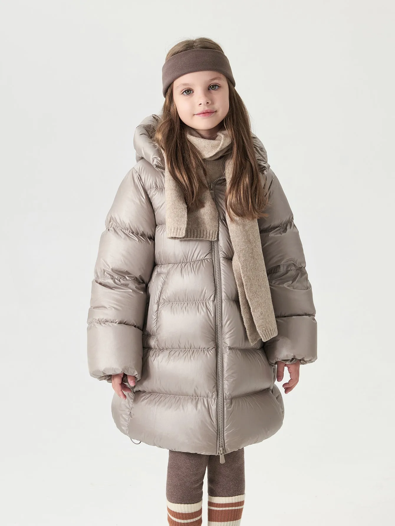 MARC & JANIE Girls UltraLight Hooded Loose Down Long Coat 241597