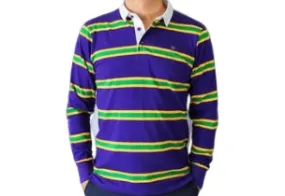 Mardi Gras Purple Infinity Rugby Long Sleeve Polo Shirt