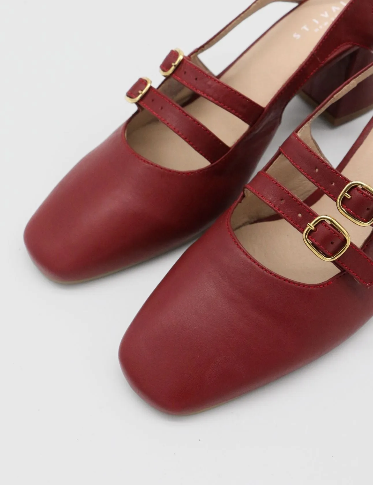 Marie mary janes in red leather womens shoes