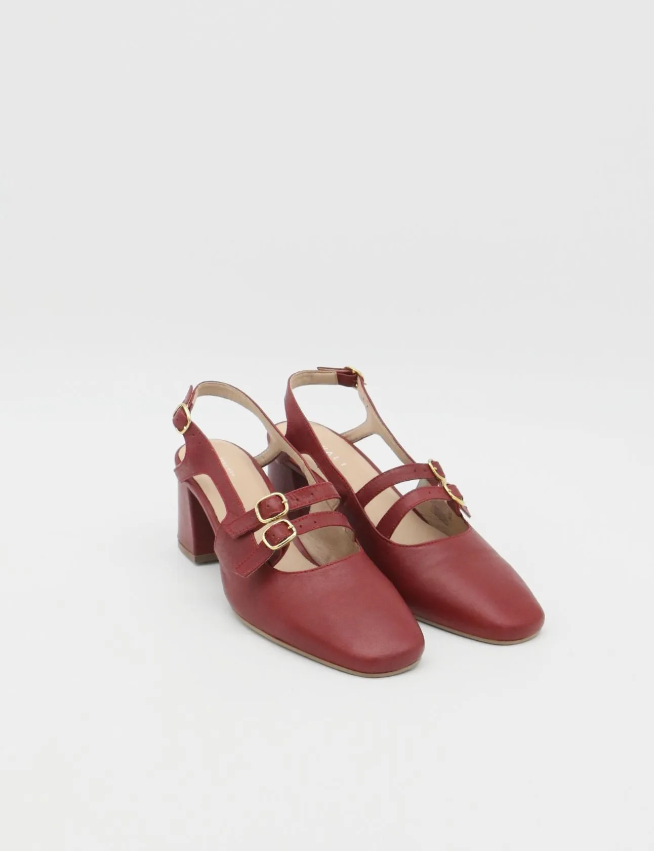 Marie mary janes in red leather womens shoes