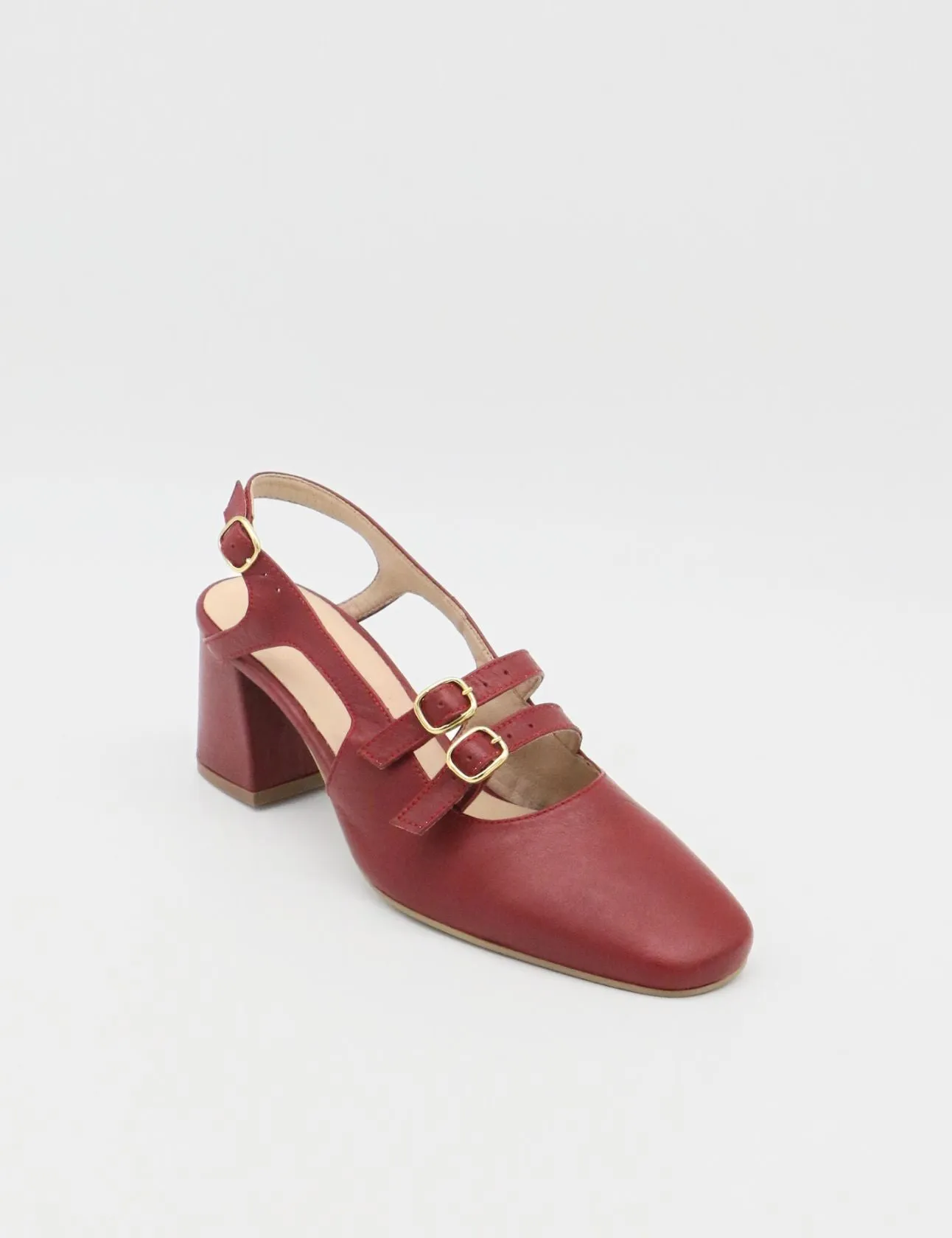 Marie mary janes in red leather womens shoes