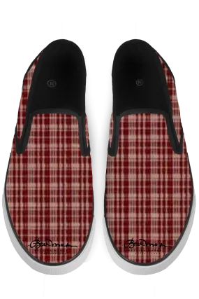 Maroon Black Slip On Sneakers