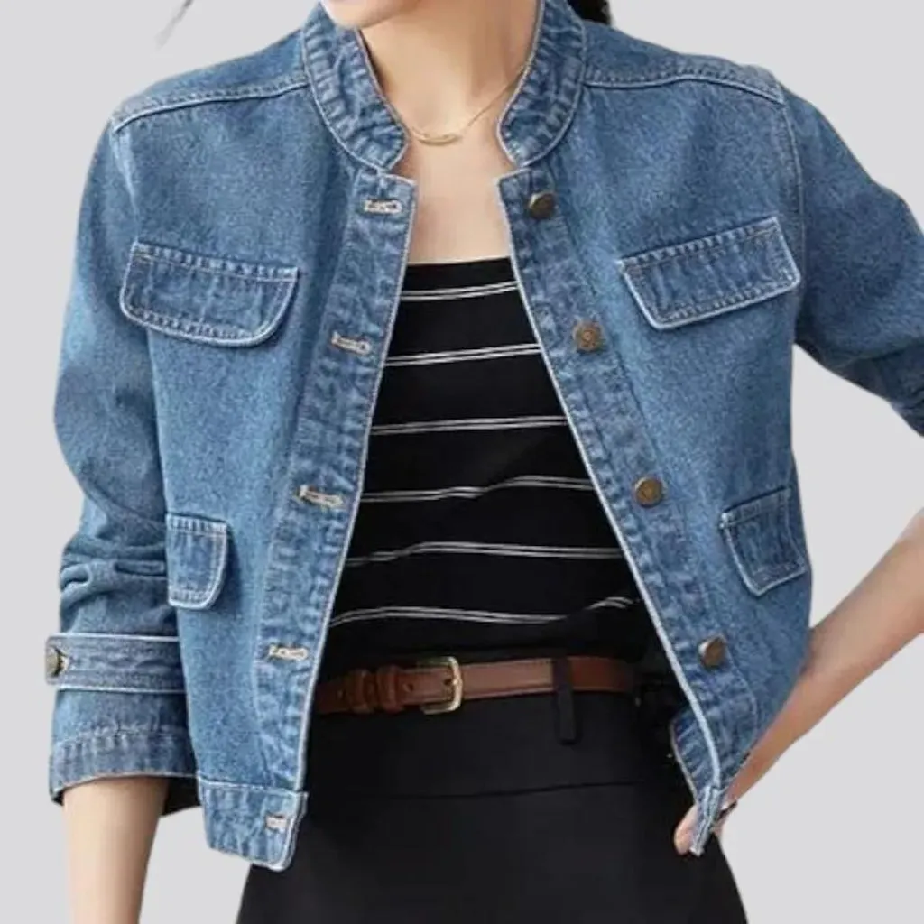 Medium-wash short jeans jacket