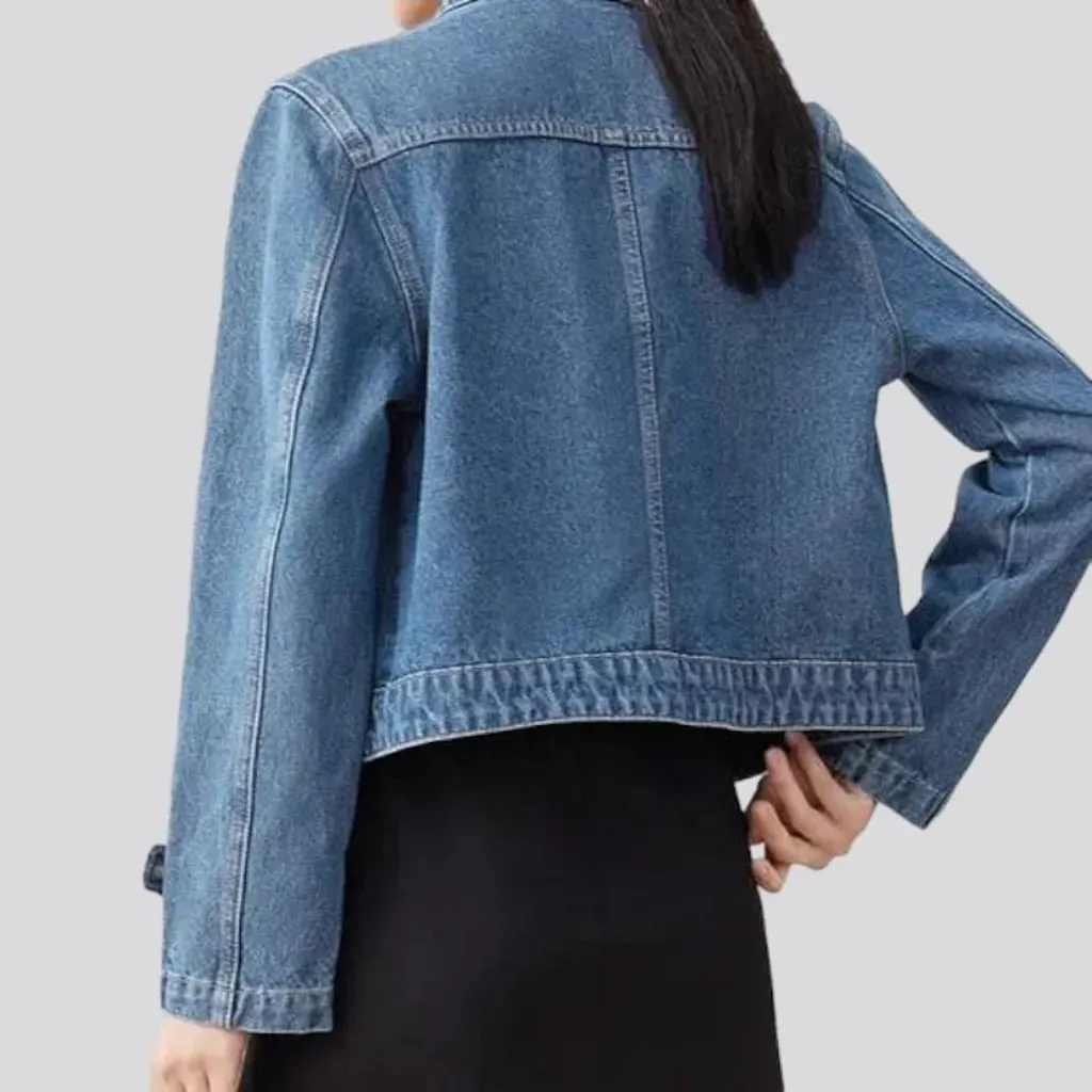 Medium-wash short jeans jacket