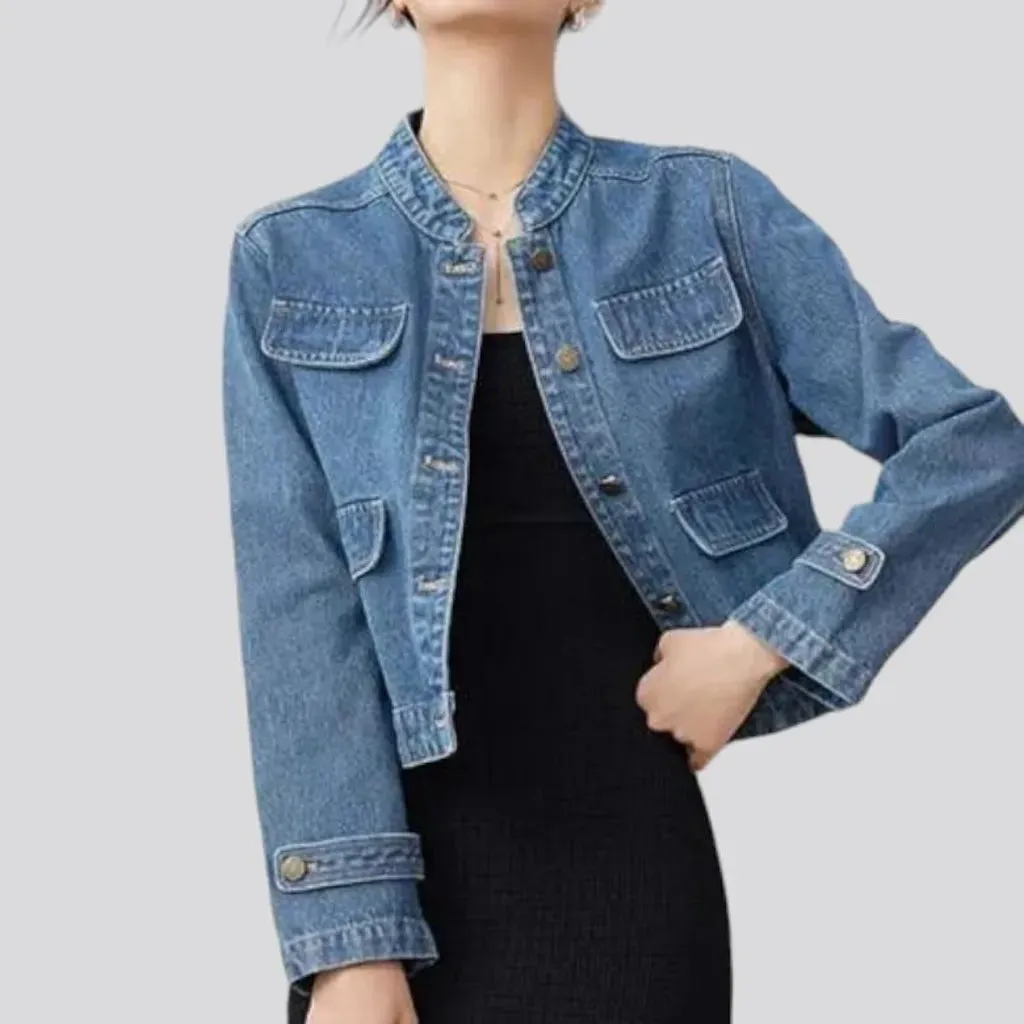 Medium-wash short jeans jacket