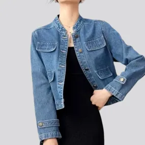 Medium-wash short jeans jacket