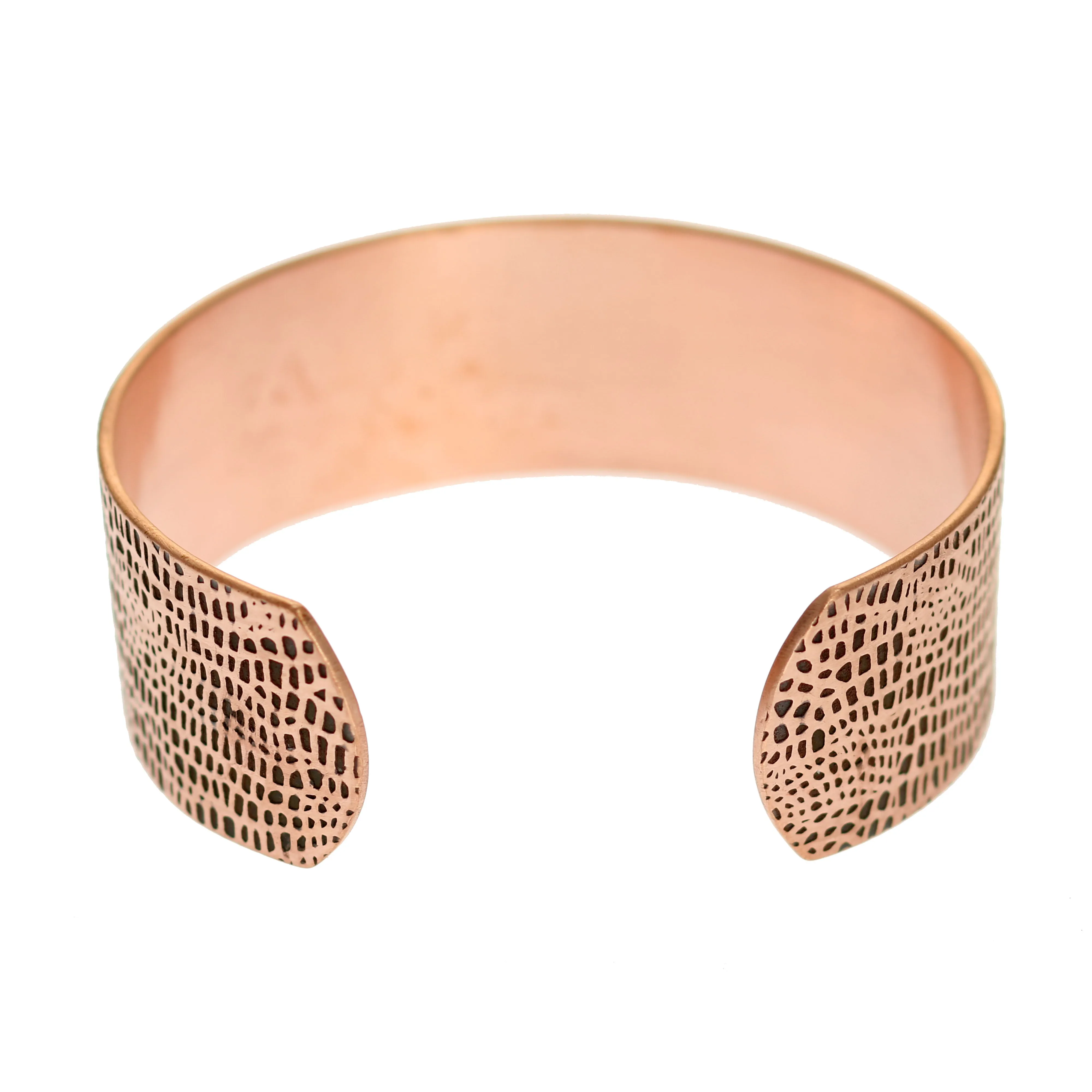 Men's Alligator Embossed Solid Copper Cuff - 1 Inch Wide