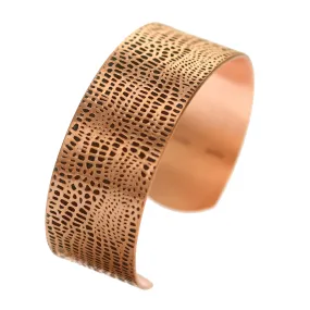 Men's Alligator Embossed Solid Copper Cuff - 1 Inch Wide