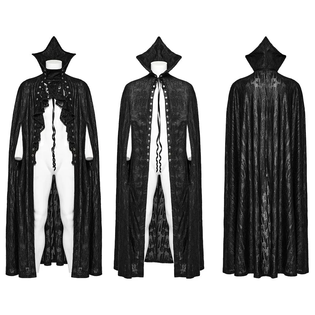 Men's Gothic Ripped Witchy Coat with Detached Neckwear