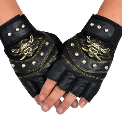 Men's leather gloves Men's leather fingerless gloves -black leather fingerless gloves