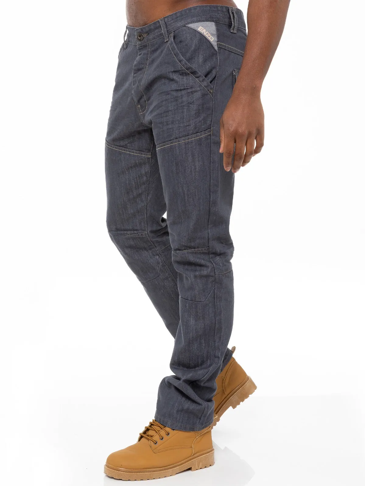 Mens Regular Fit Grey Denim Jeans | Enzo Designer Menswear