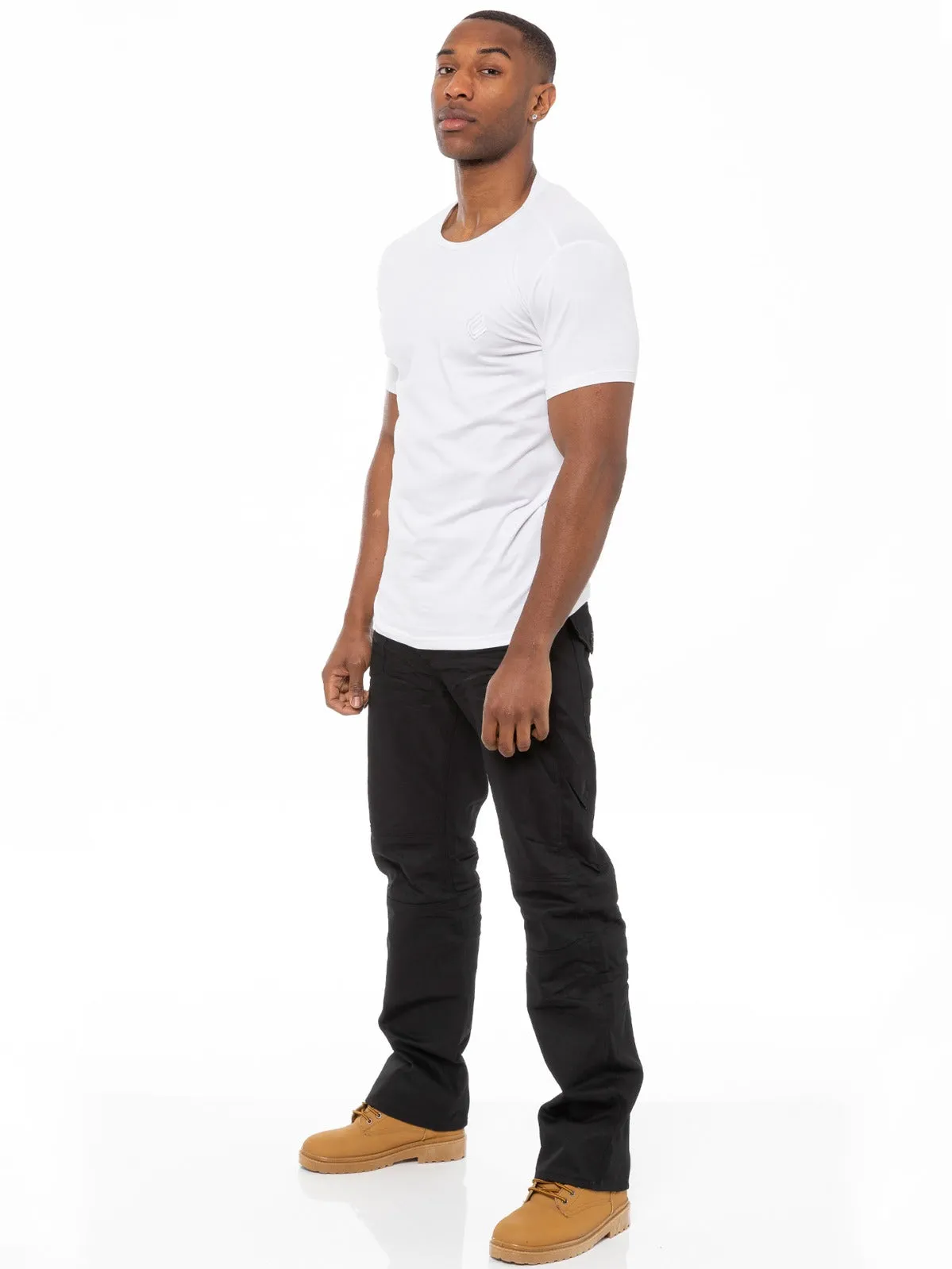 Mens Tapered Black Coated Denim  Jeans | Enzo Designer Menswear