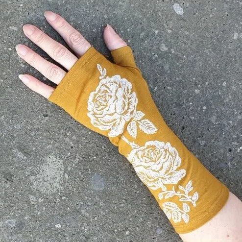 Merino Wool Gloves - Mustard Rose