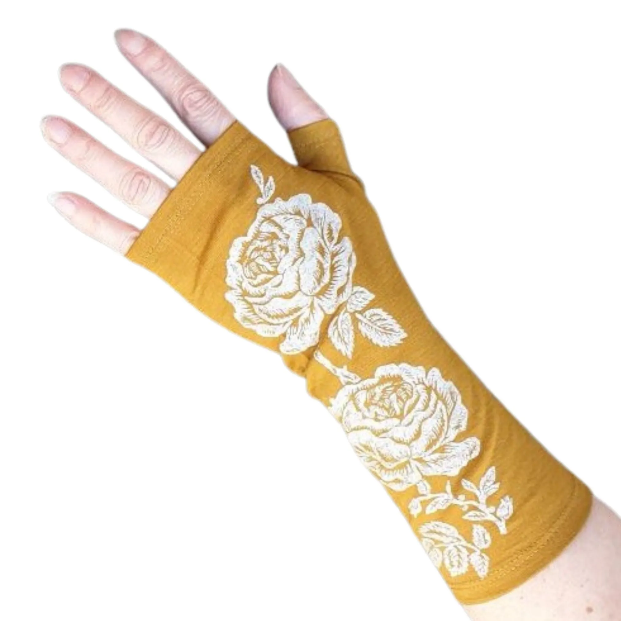 Merino Wool Gloves - Mustard Rose