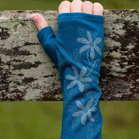 Merino Wool Gloves - Teal Clematis