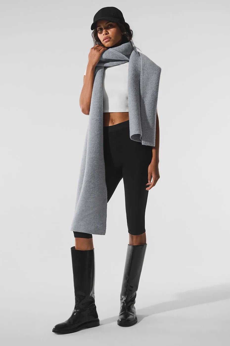 Merino Wool Oversized Scarf - Hazy Heather Grey