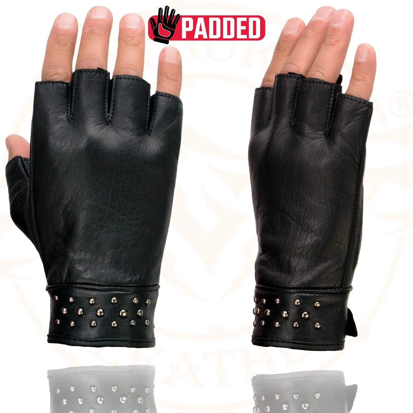 Milwaukee Leather MG7761 Women's Black Leather Gel Palm Fingerless