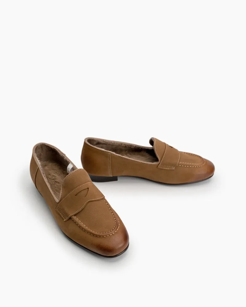 Minimalist Comfy Warm Slip On Flat Loafers