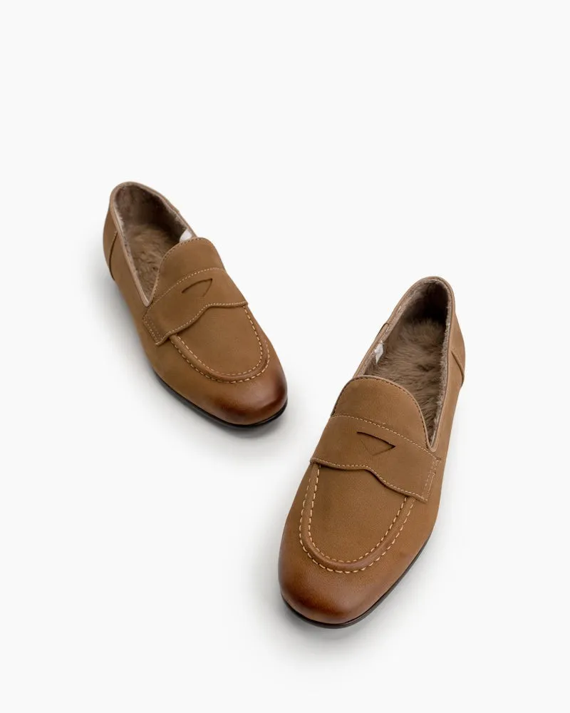 Minimalist Comfy Warm Slip On Flat Loafers