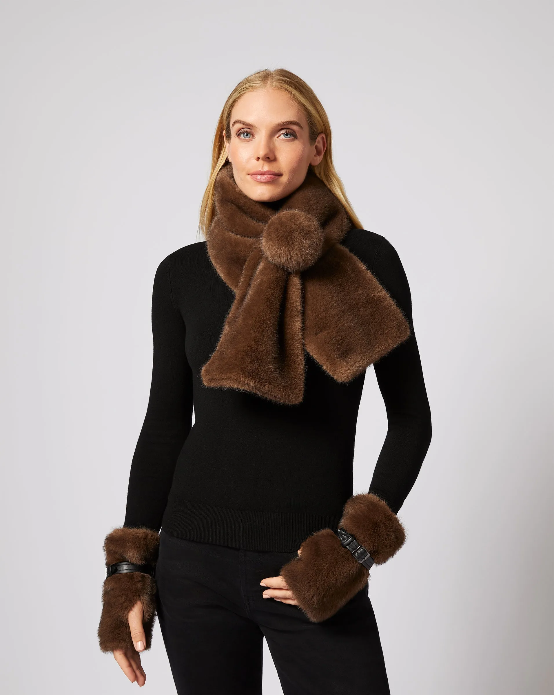 Mink Faux Fur Fingerless Gloves