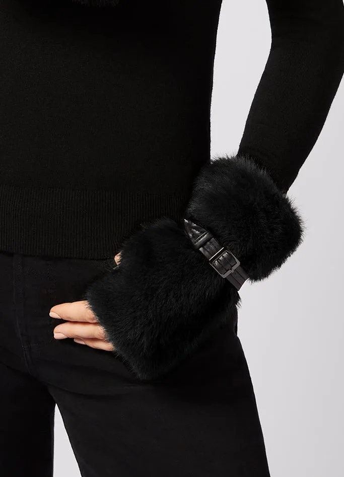 Mink Faux Fur Fingerless Gloves