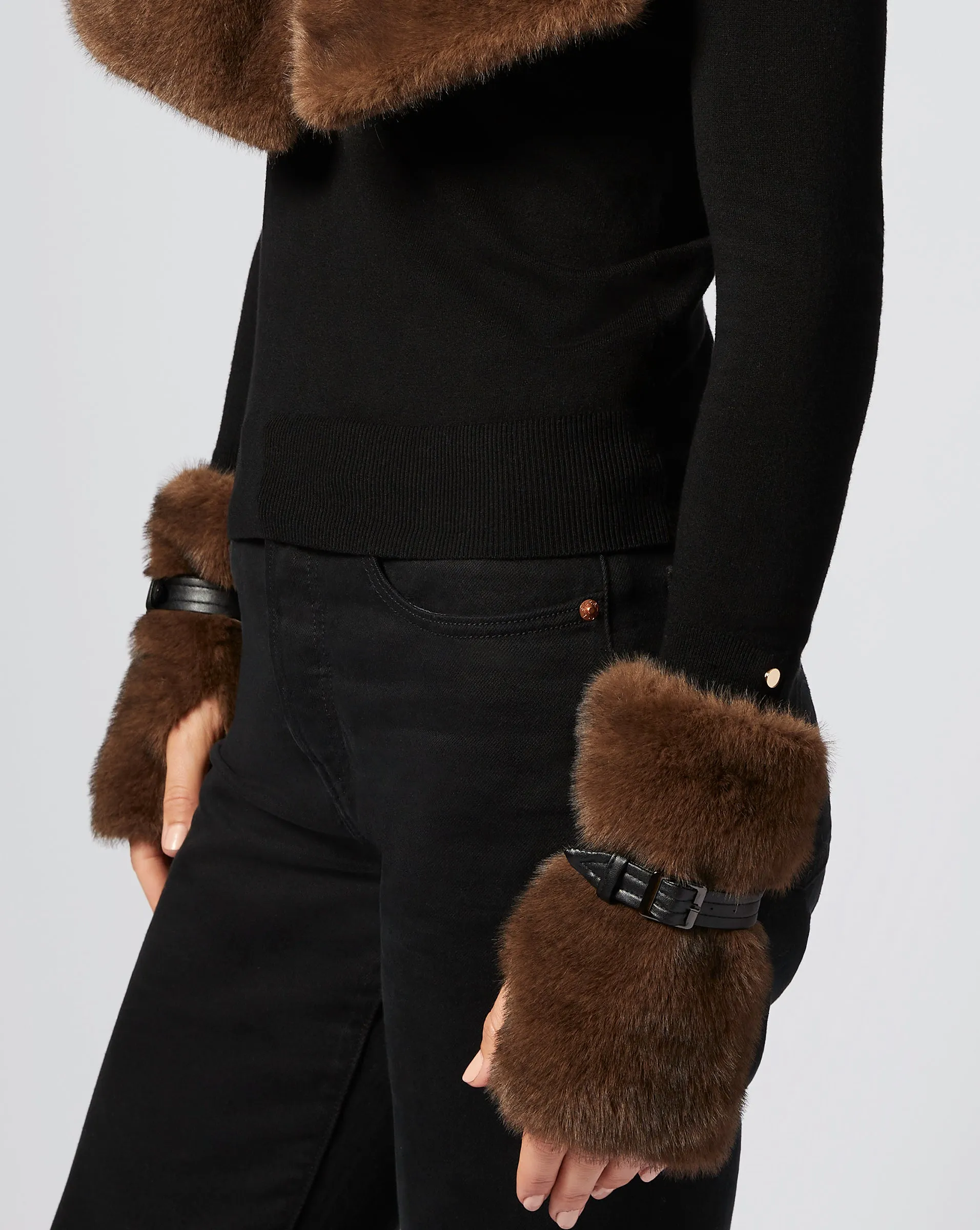 Mink Faux Fur Fingerless Gloves