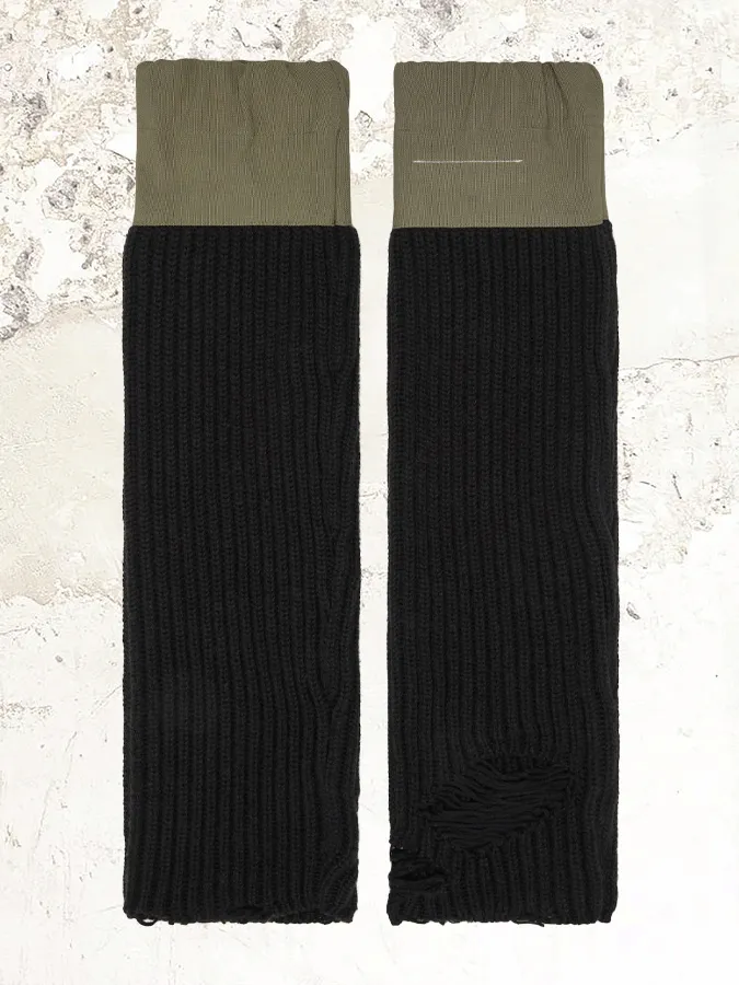 MM6 Maison Margiela distressed ribbed muffs