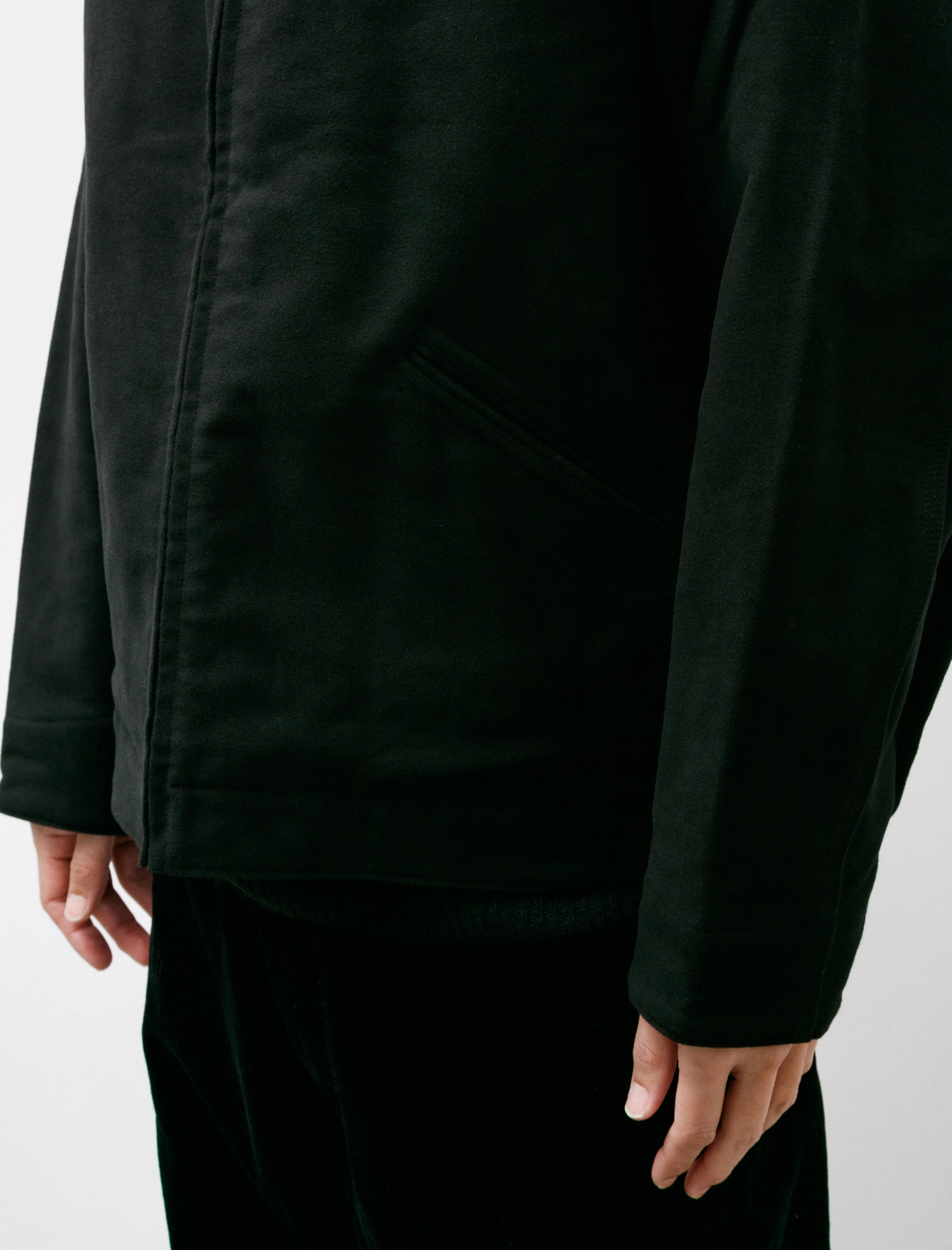 Moleskin Zip-Up Short Jacket Black