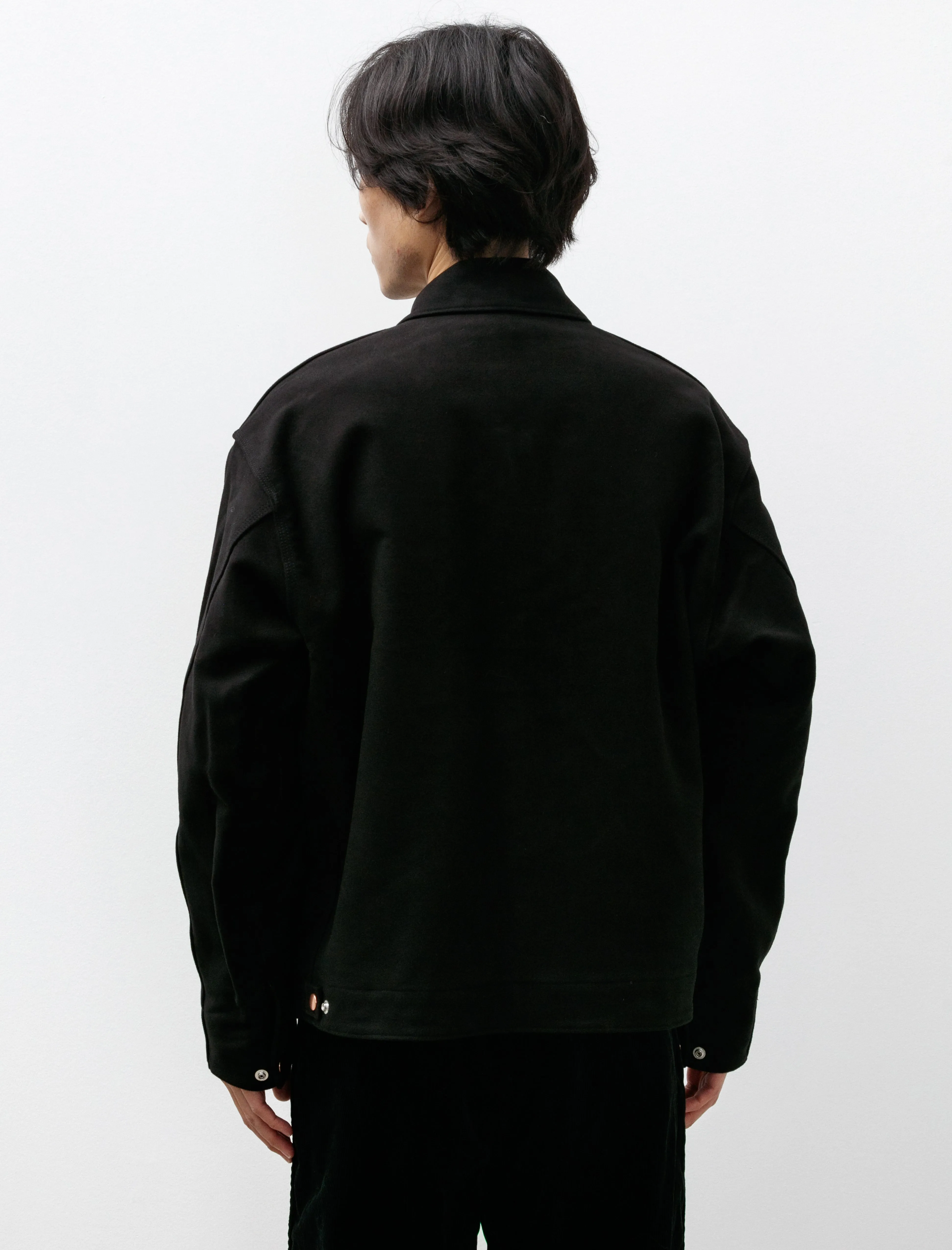 Moleskin Zip-Up Short Jacket Black