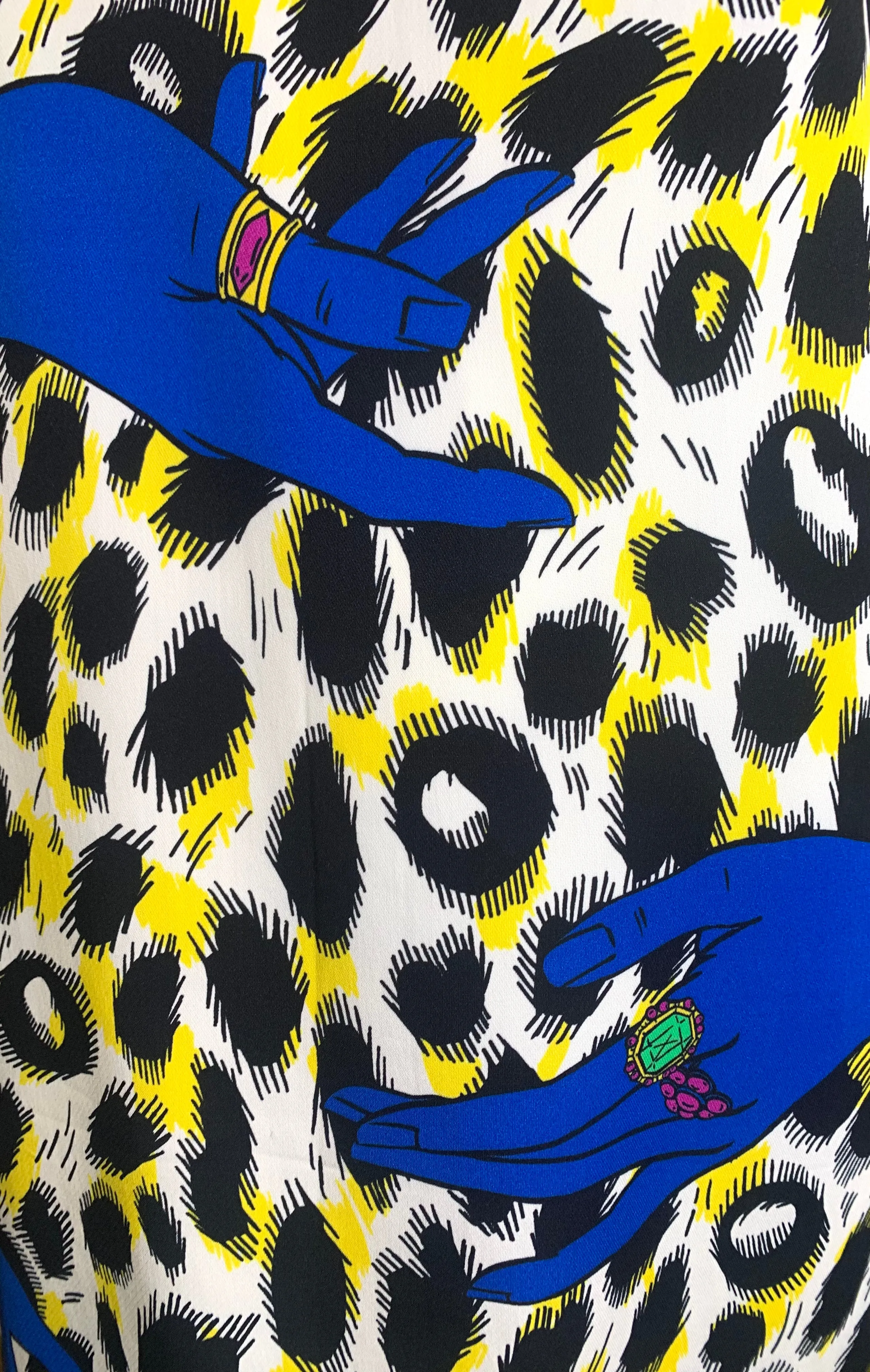 Moschino 2010's Animal & Hand Pop Art Print Dress