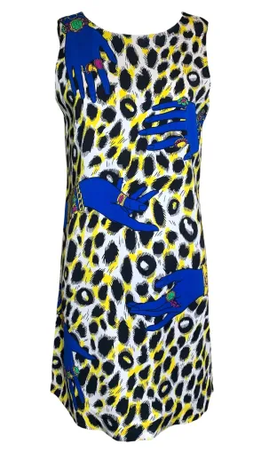 Moschino 2010's Animal & Hand Pop Art Print Dress