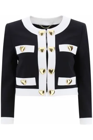 Moschino cropped jacket with heart-shaped buttons