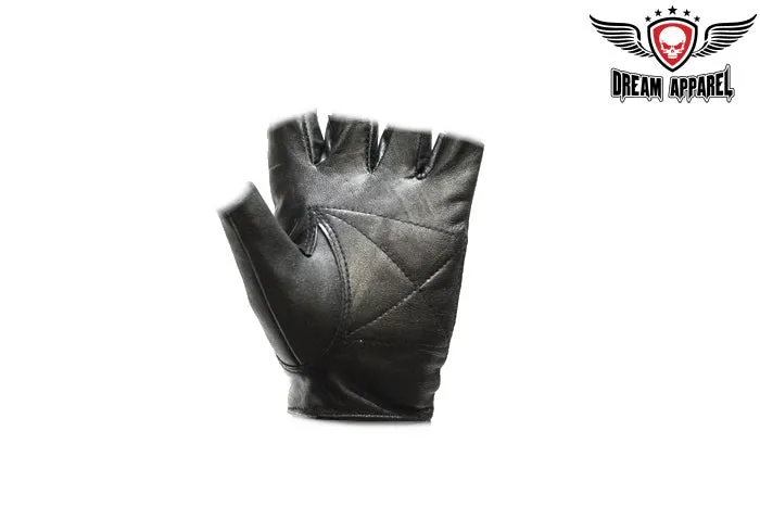 Motorcycle Fingerless Gloves With Chopper Cross