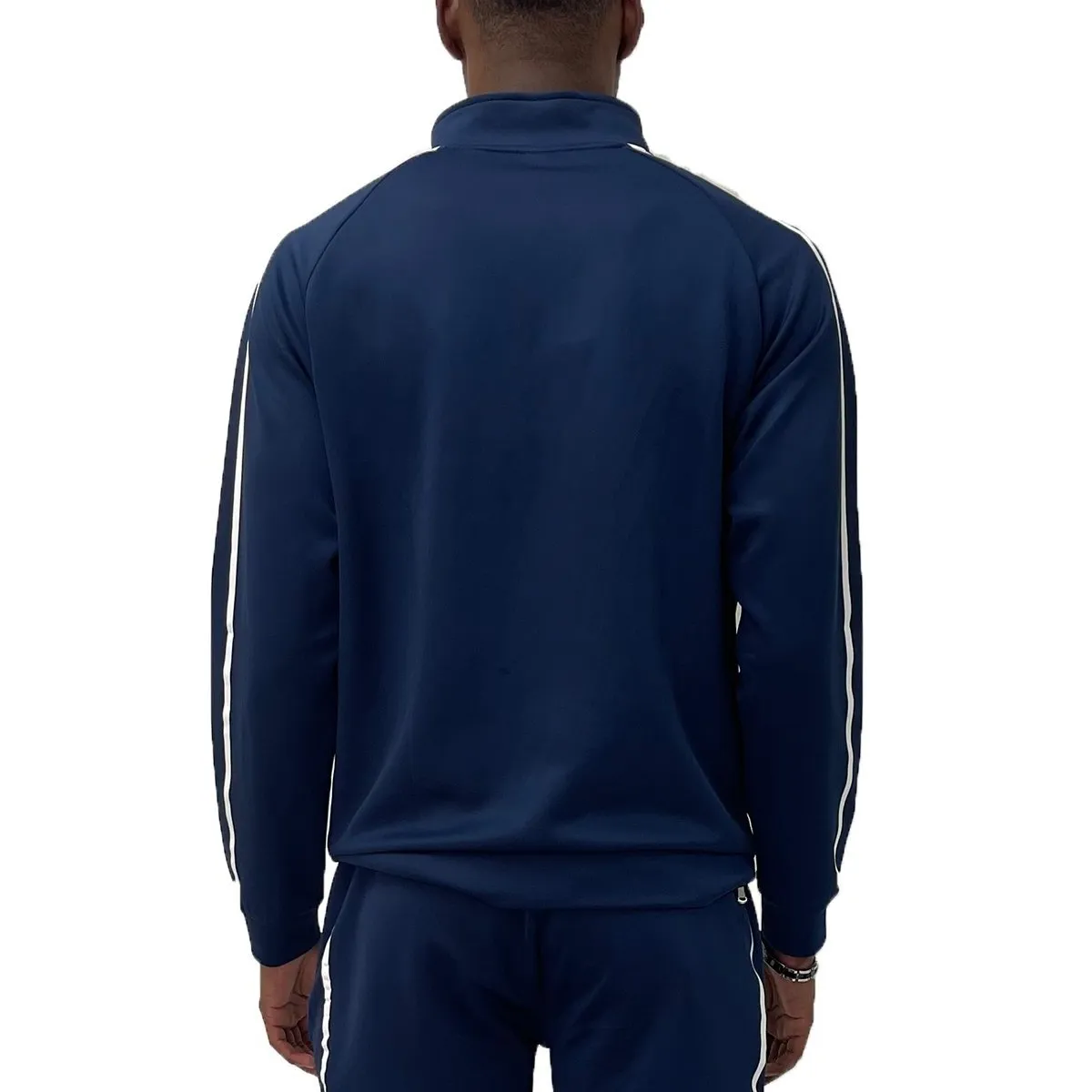 Navy Solid Tape Track Jacket