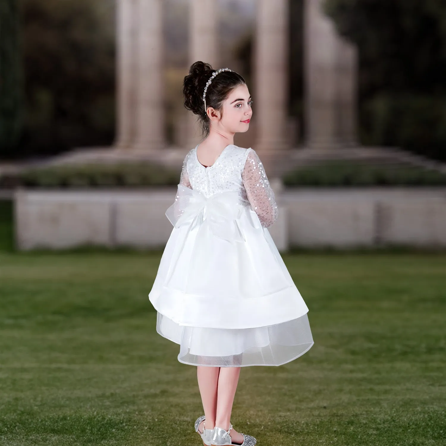 Neriah Communion Dress - Sparkly White