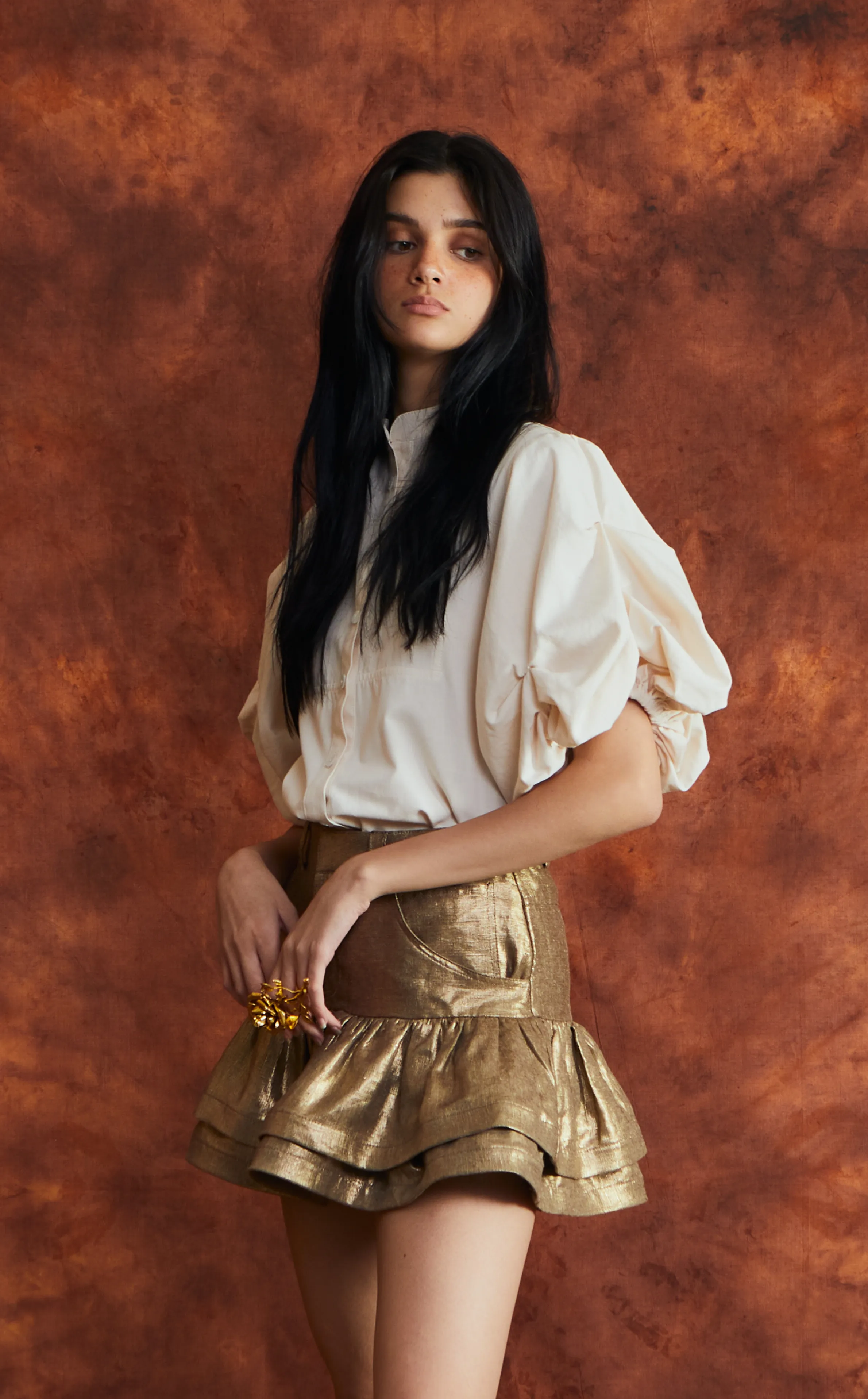 NEVADA SKIRT - GOLD LINEN (LIMITED)