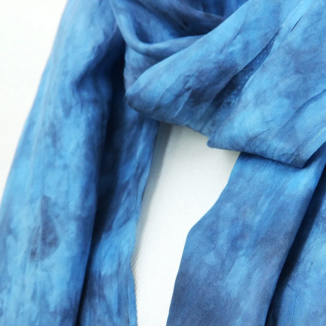 NEW! Hand Dyed Silk infinity Scarf in Storm Blue by Ten Thousand Dandelions