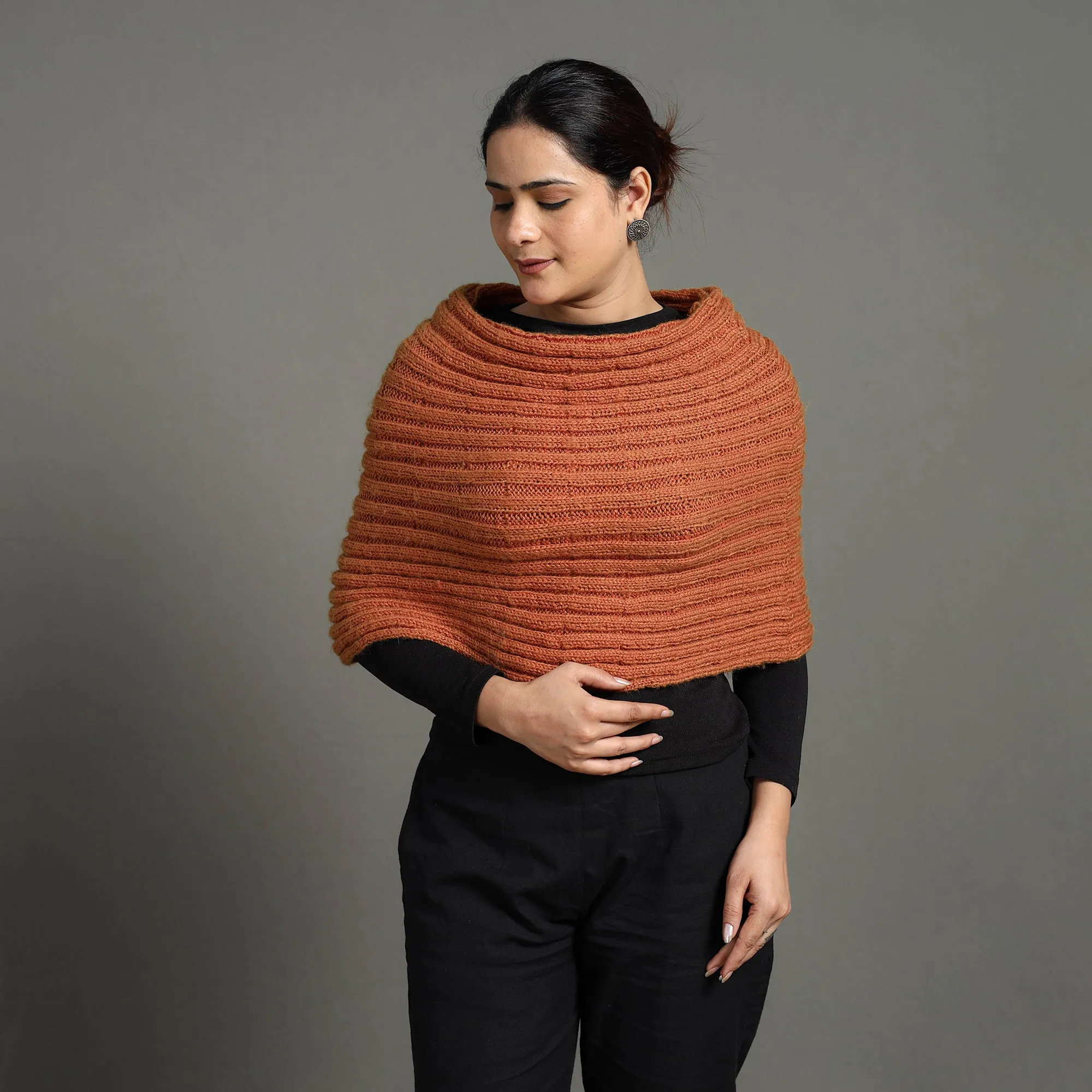 Orange - Kumaun Hand Knitted Woolen Cowl 136