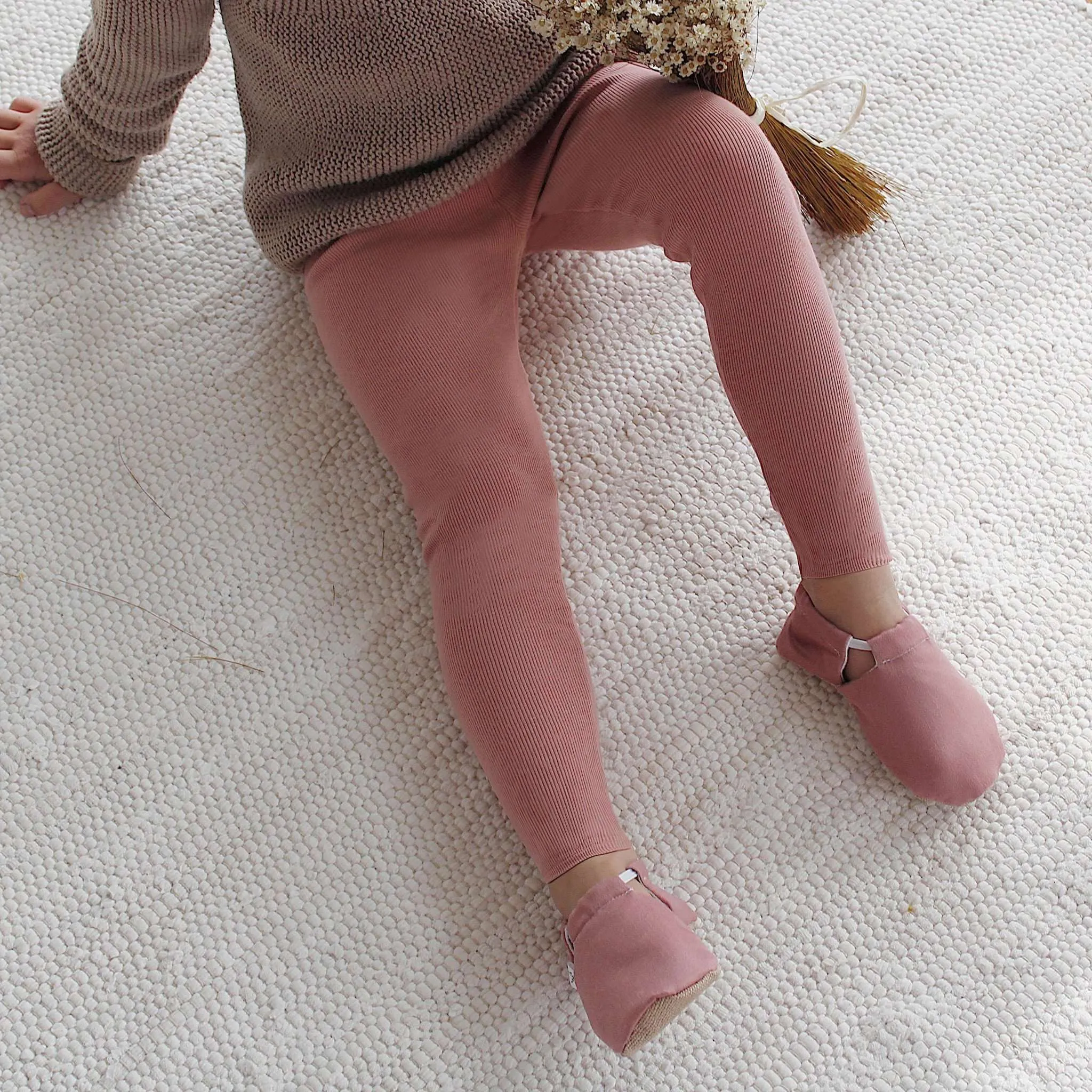 Organic Rib Leggings - Dusty Rose