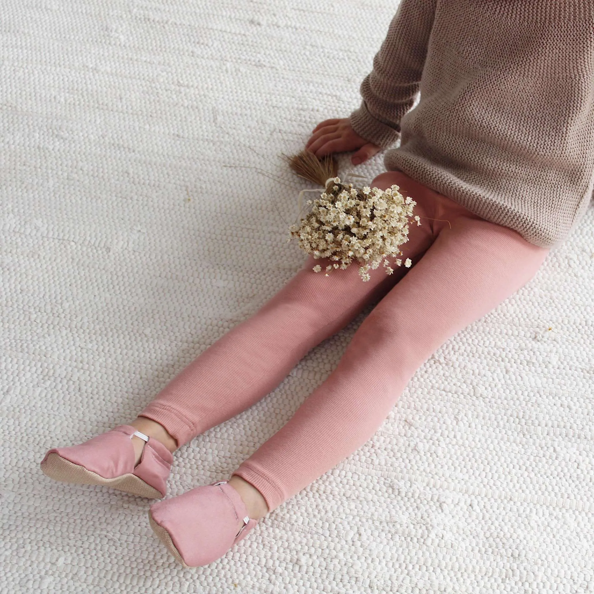 Organic Rib Leggings - Dusty Rose