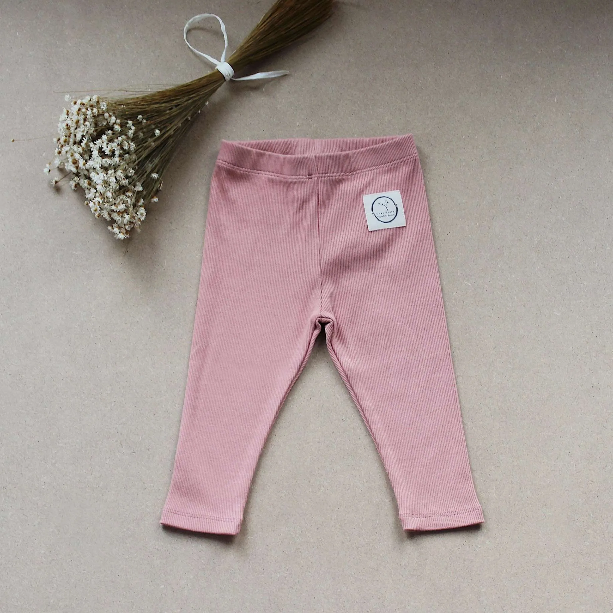 Organic Rib Leggings - Dusty Rose