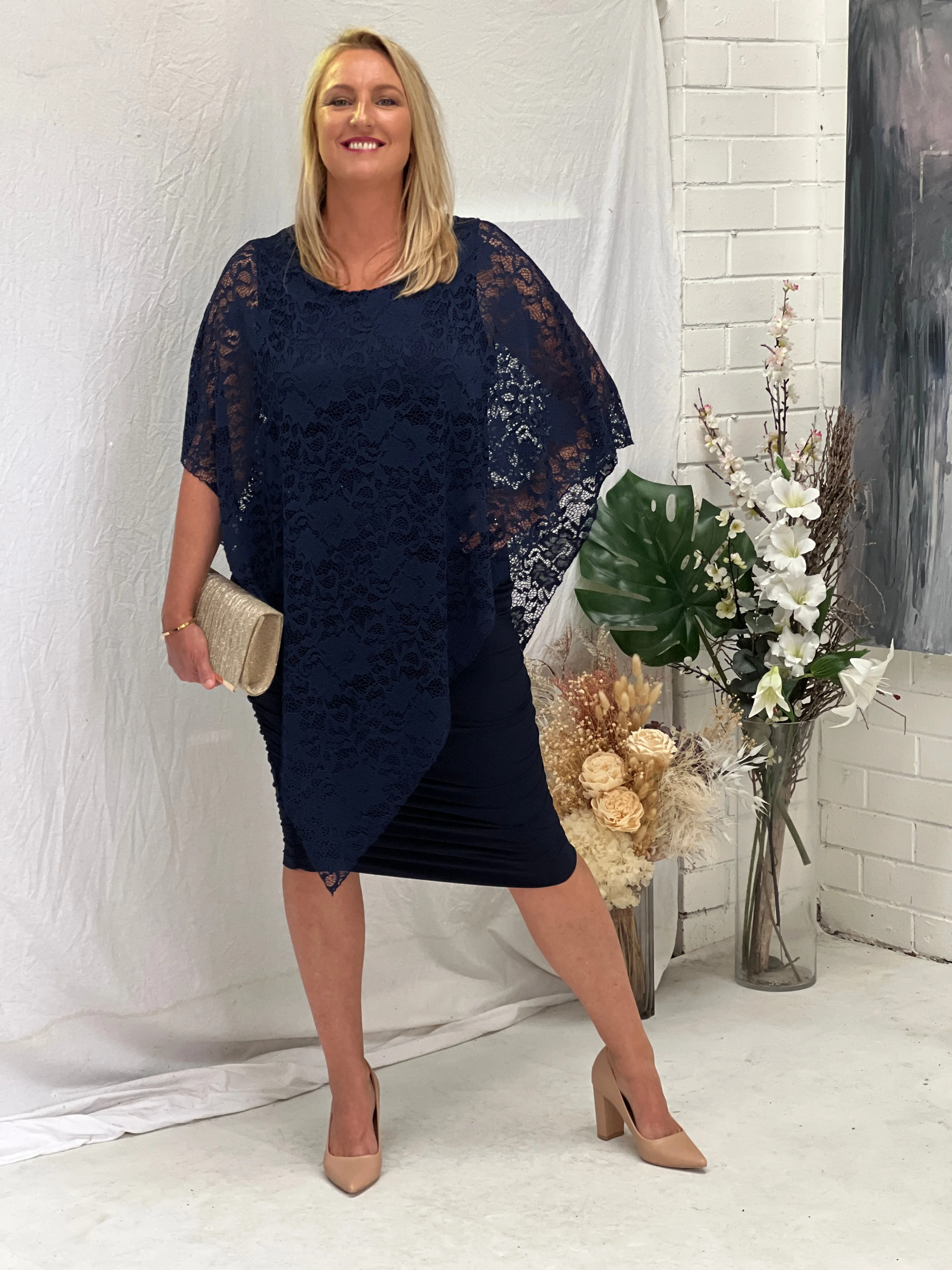 Owen Navy Lace Top