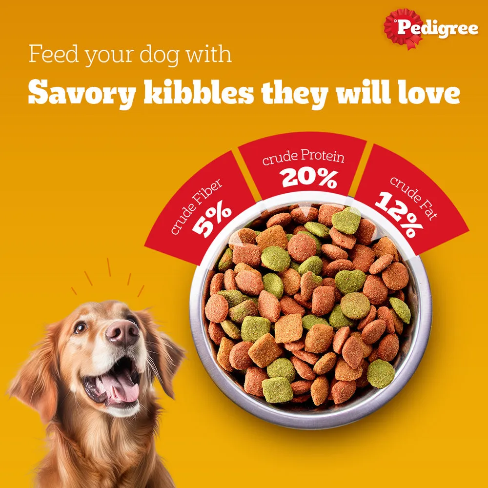 Pedigree Lamb & Veg and Roasted Lamb Flavour Chunks in Gravy Adult Dry and Wet Food Combo