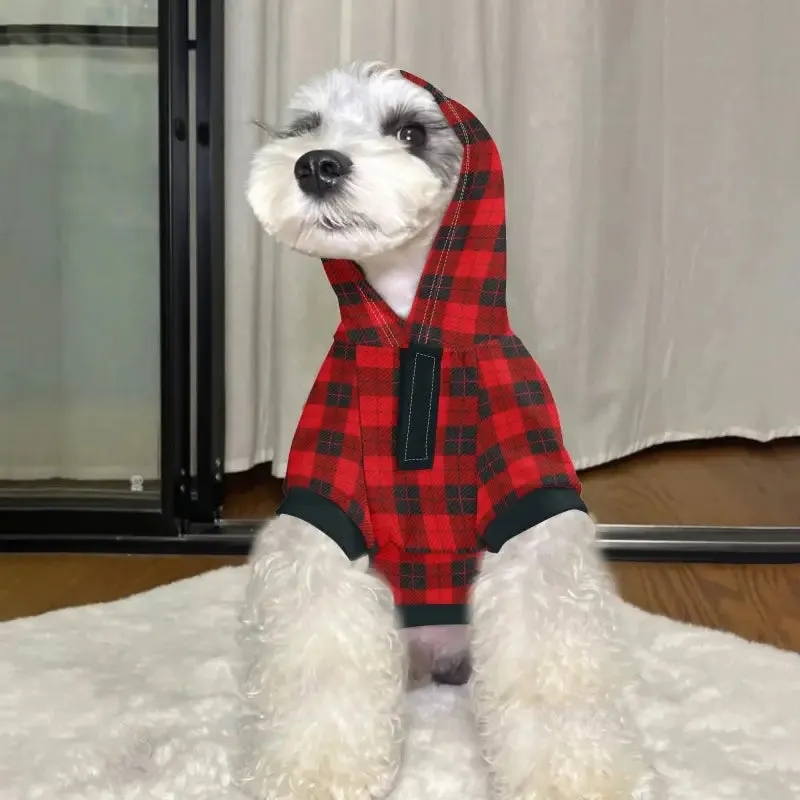 Personalized Red Buffalo Plaid Pet Hoodie for Cats and Dogs