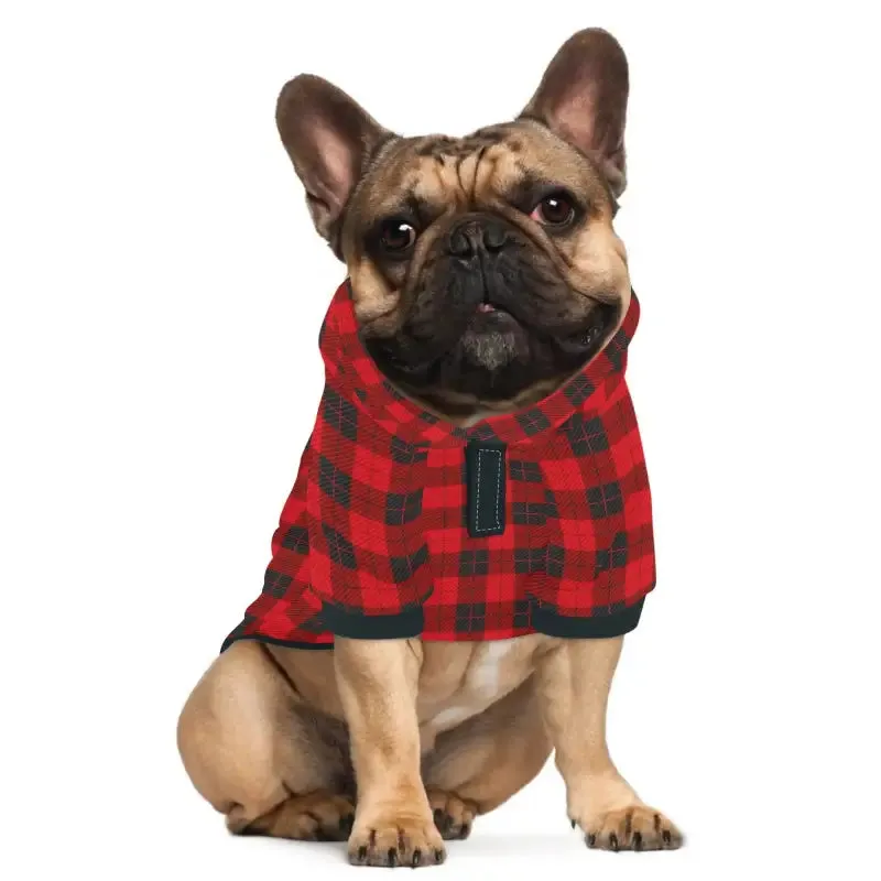 Personalized Red Buffalo Plaid Pet Hoodie for Cats and Dogs