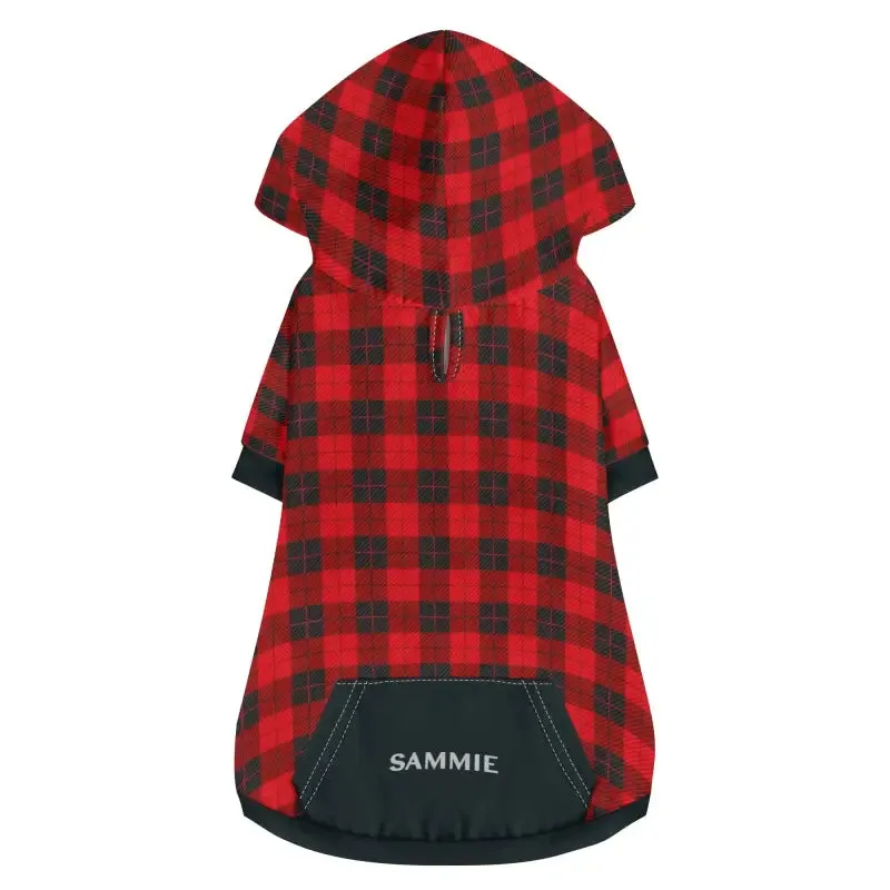 Personalized Red Buffalo Plaid Pet Hoodie for Cats and Dogs