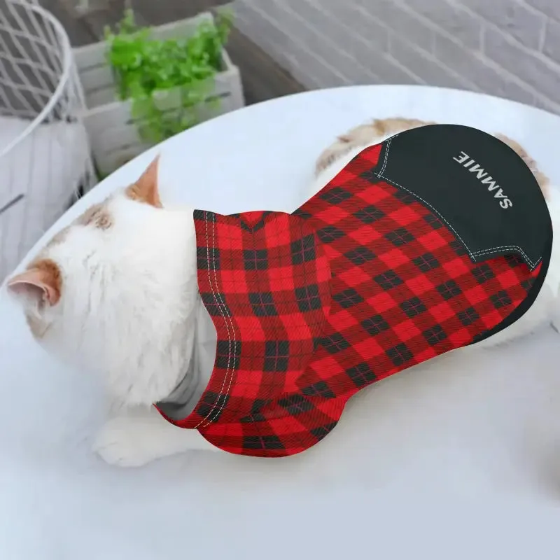 Personalized Red Buffalo Plaid Pet Hoodie for Cats and Dogs