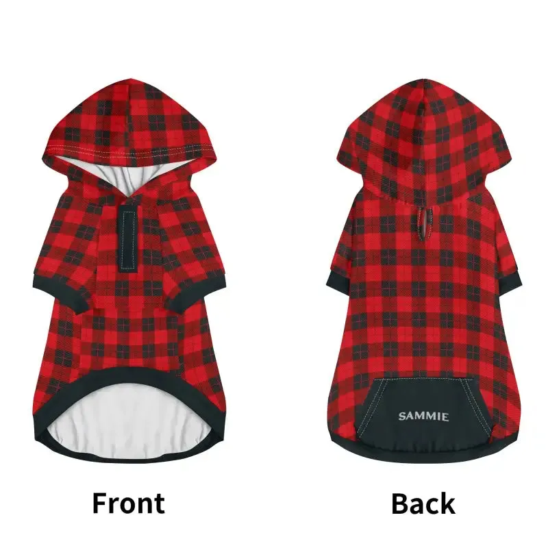 Personalized Red Buffalo Plaid Pet Hoodie for Cats and Dogs