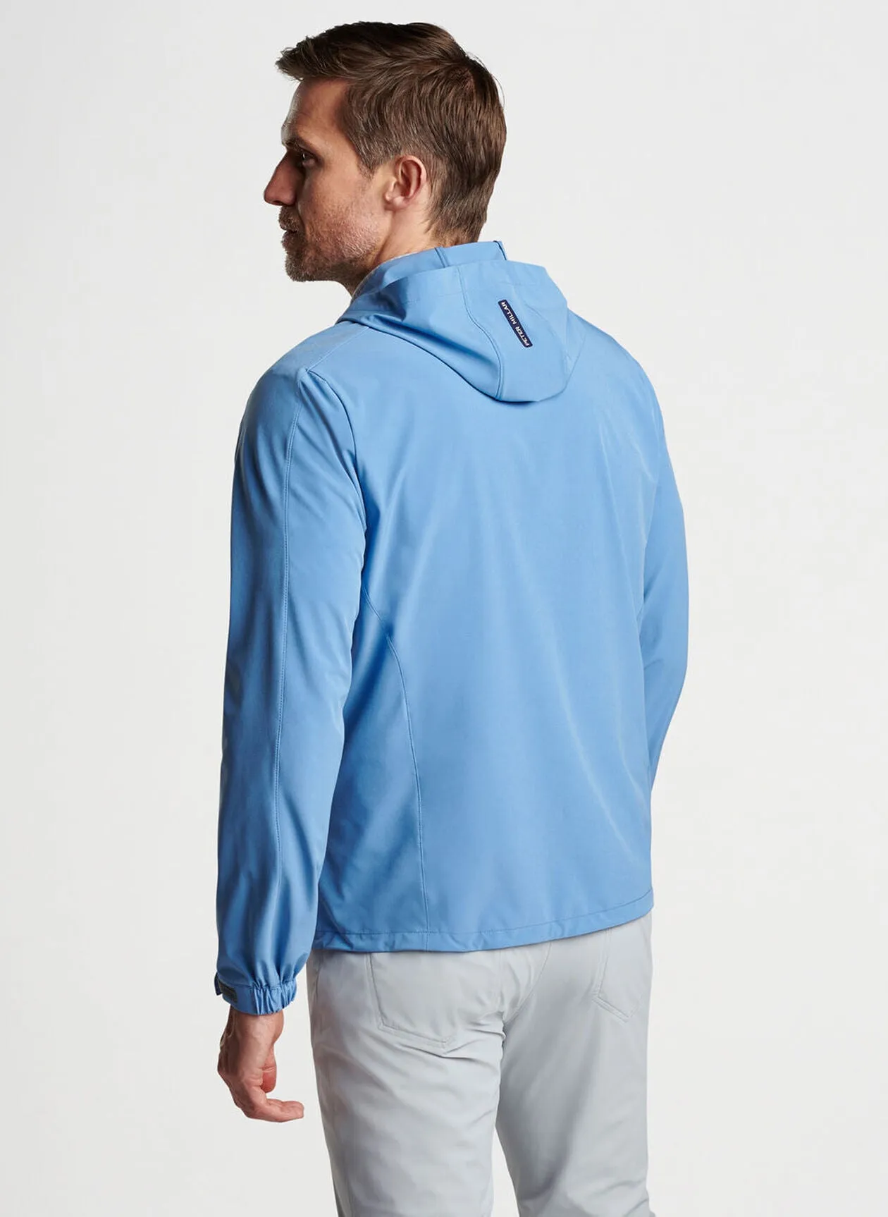 Peter Millar Mens Tailored Fit Quest Half Zip Hoodie - BROOK BLUE