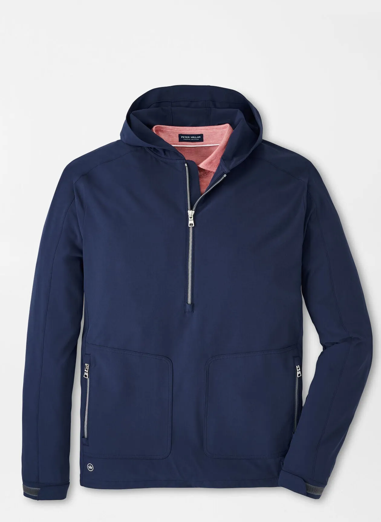 Peter Millar Mens Tailored Fit Quest Half Zip Hoodie - NAVY